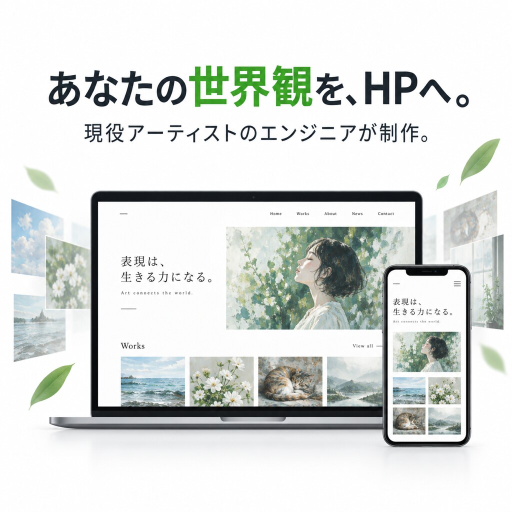 アーティストの世界観が伝わるHPを制作します 現役アーティストのエンジニアが、あなたの世界観を形にします！ イメージ2