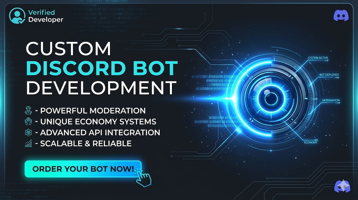 初心者向けの方にDiscordの鯖botを作ります あなた専用のDiscord botを丁寧に制作します イメージ1
