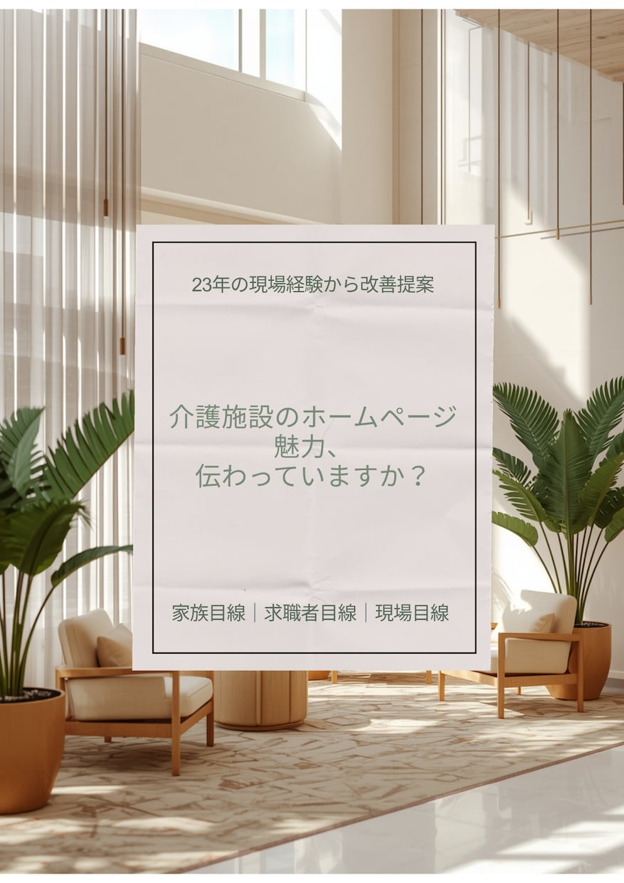 介護施設ホームページを現場目線で改善提案します 23年の現場経験から家族・求職者に伝わる改善策を提案 イメージ1