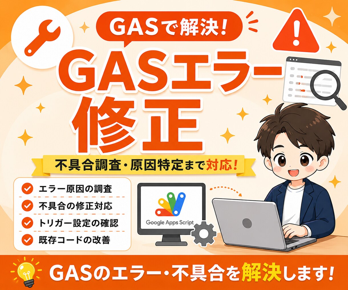GASのエラー修正・不具合調査します 原因調査から修正まで対応します イメージ1