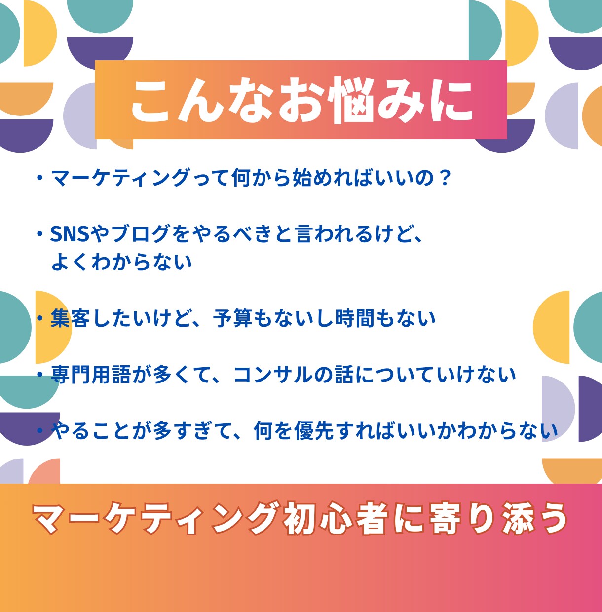 まずはココカラ！初めてのマーケ戦略壁打ちいたします マーケティング初心者に寄り添い、実行プランまで伴走いたします イメージ2