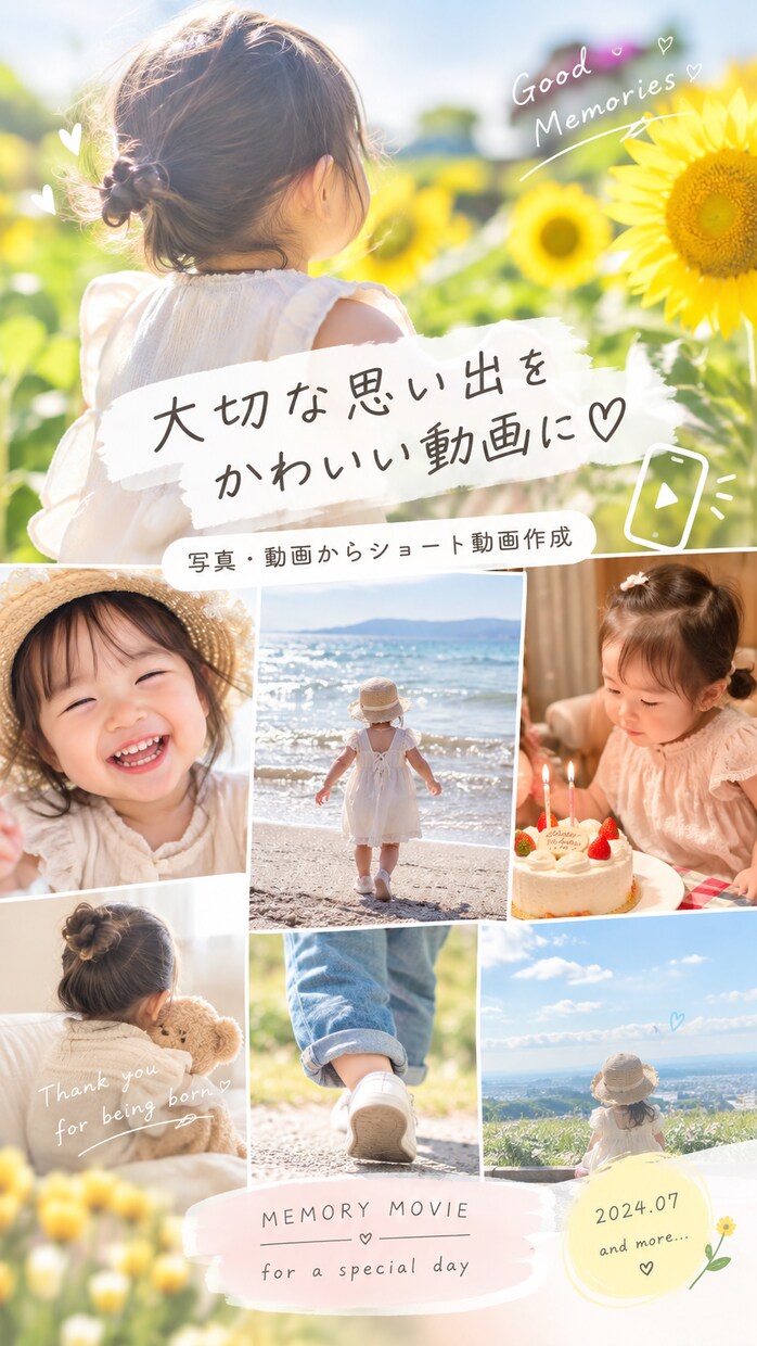 思い出動画を可愛く編集します 大切な思い出を素敵な動画にします❤︎ イメージ1