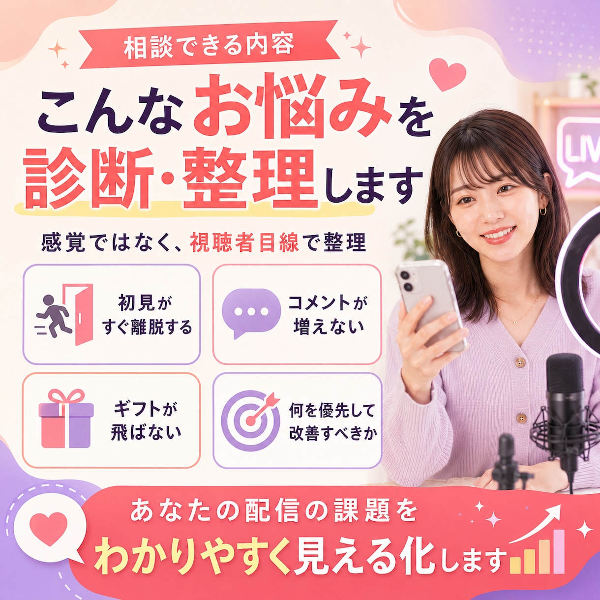 先着5名限定！現役ライバーが配信を分析します 伸び悩みや離脱ポイントを、現役ライバー目線で整理します イメージ2