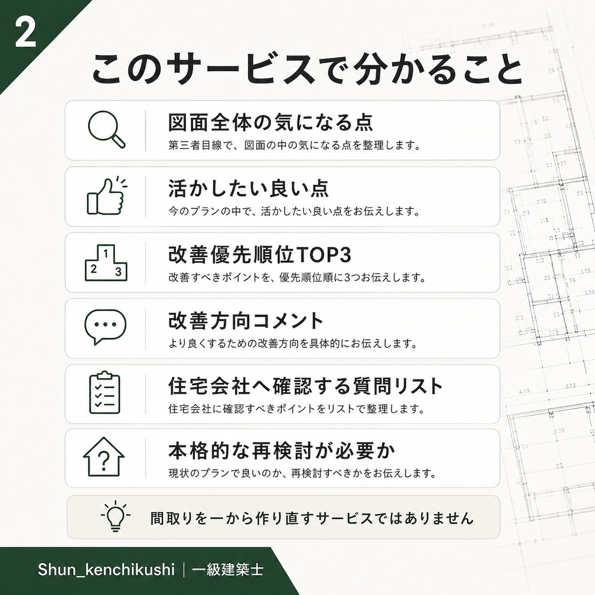 間取りを一級建築士が診断します 契約前・打合せ前の第三者チェック イメージ2