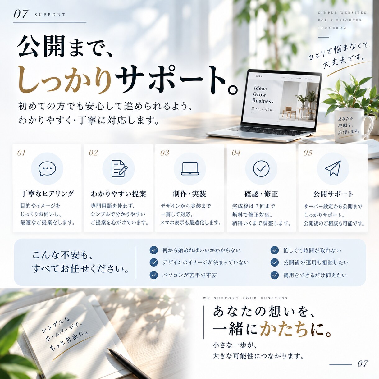 個人事業主・小規模事業者のホームページを制作します 必要な機能だけを揃えたホームページを、公開までまとめて対応 イメージ7