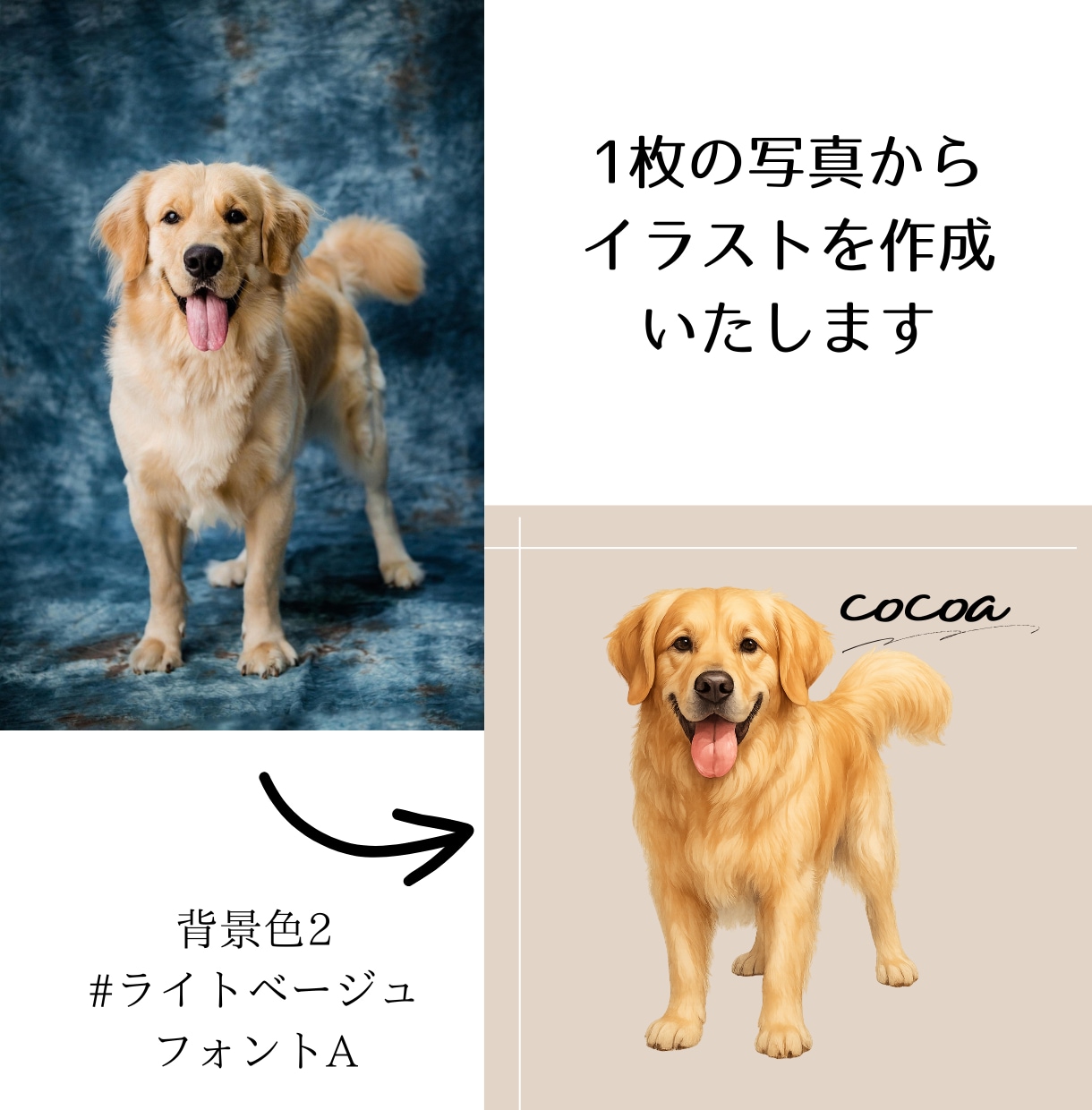 うちの子（ペット）を世界で1つだけのアートにします 選べる背景色15パターン！大切な家族をイラストにませんか？ イメージ2