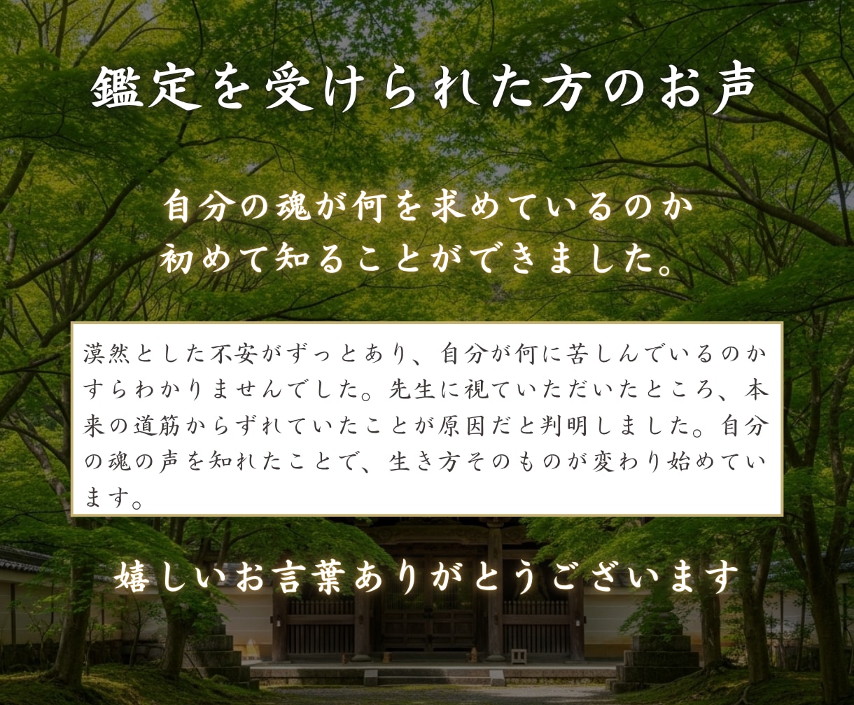 あなたの願いを叶える答えを神仏霊視でお伝えします 魂を視る御力｜恋愛・仕事・金運・人生を根本から好転へ導きます イメージ6