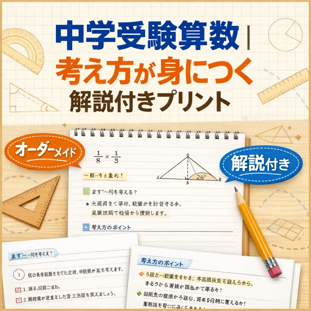 中学受験算数オリジナル問題プリントを提供いたします 中学受験算数分野別＆レベル別演習で徹底攻略！ イメージ1