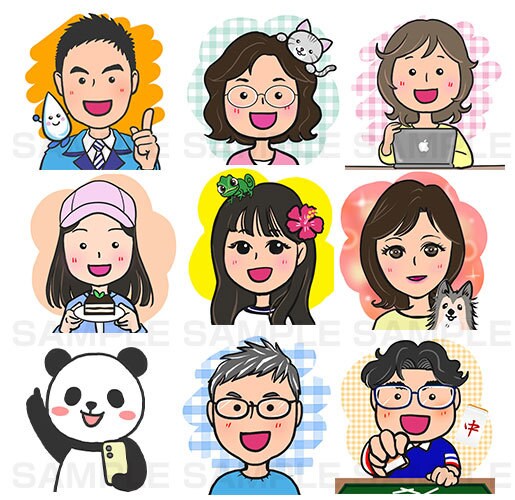ゆる似顔絵アイコン★お得なセットで販売します Twitter,LINE,ブログ,インスタ等のアイコンに イメージ10