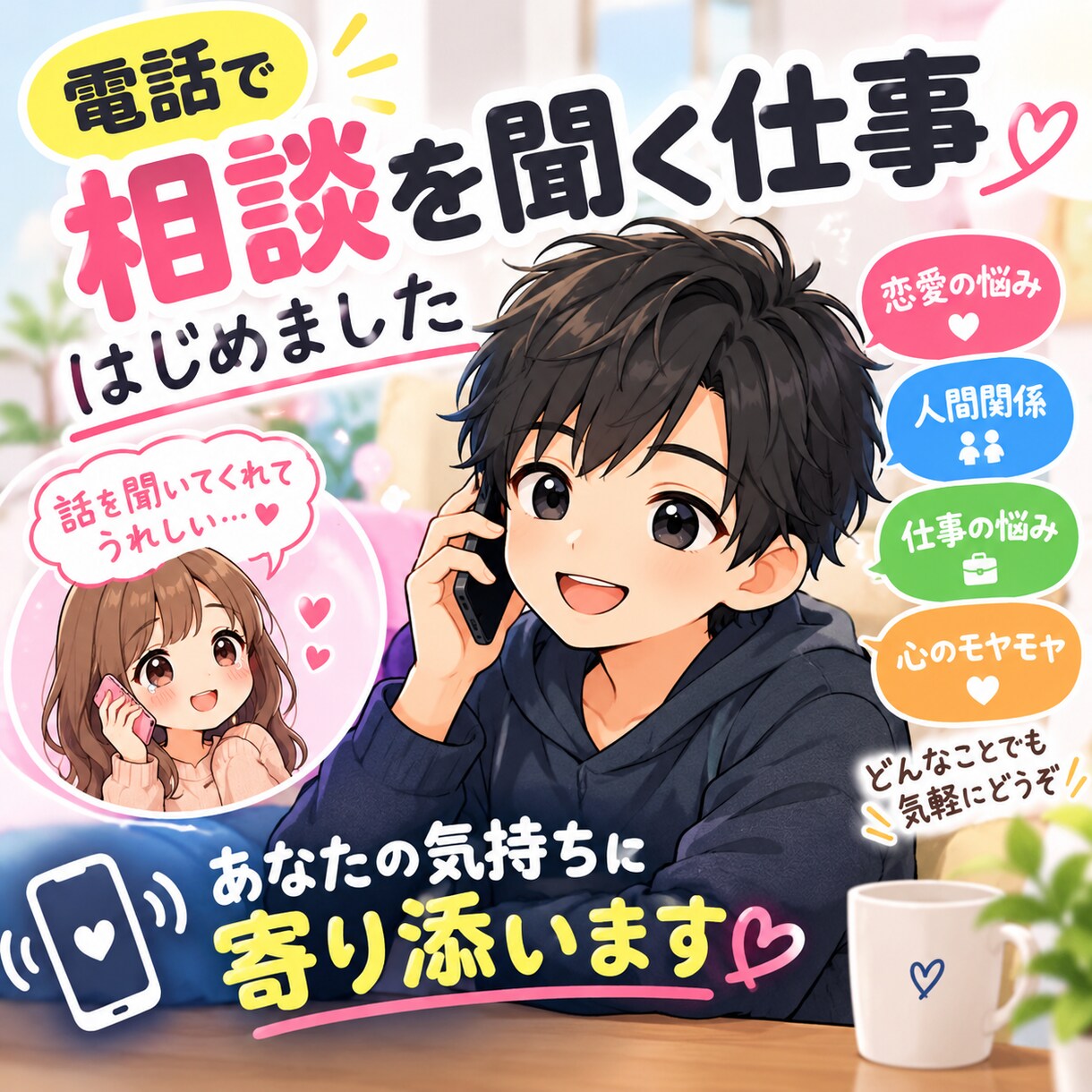 女性限定ゆっくりとお話しききます 少しでも気持ちが楽になりますように イメージ1