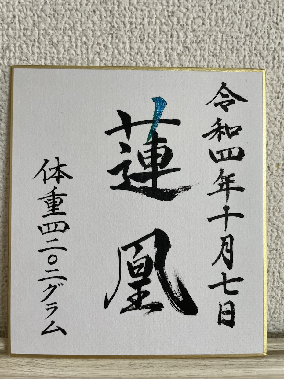 広島の書道家が想いをこめて「命名書」を作成します 出産祝い、お七夜、ギフト お宮参り イメージ2