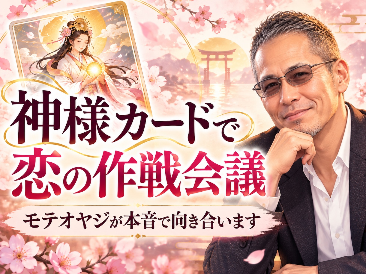 モテオヤジが神様カードで恋の迷いを読み解きます 波乱も複雑な恋も経験。カードと男心の本音で、次の一歩へ イメージ1