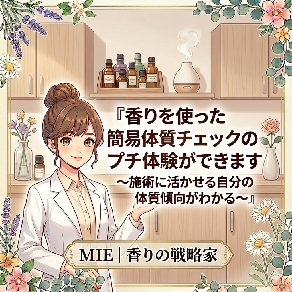 香りを使った簡易体質チェックのプチ体験ができます 施術に活かせる自分の体質傾向がわかる イメージ2