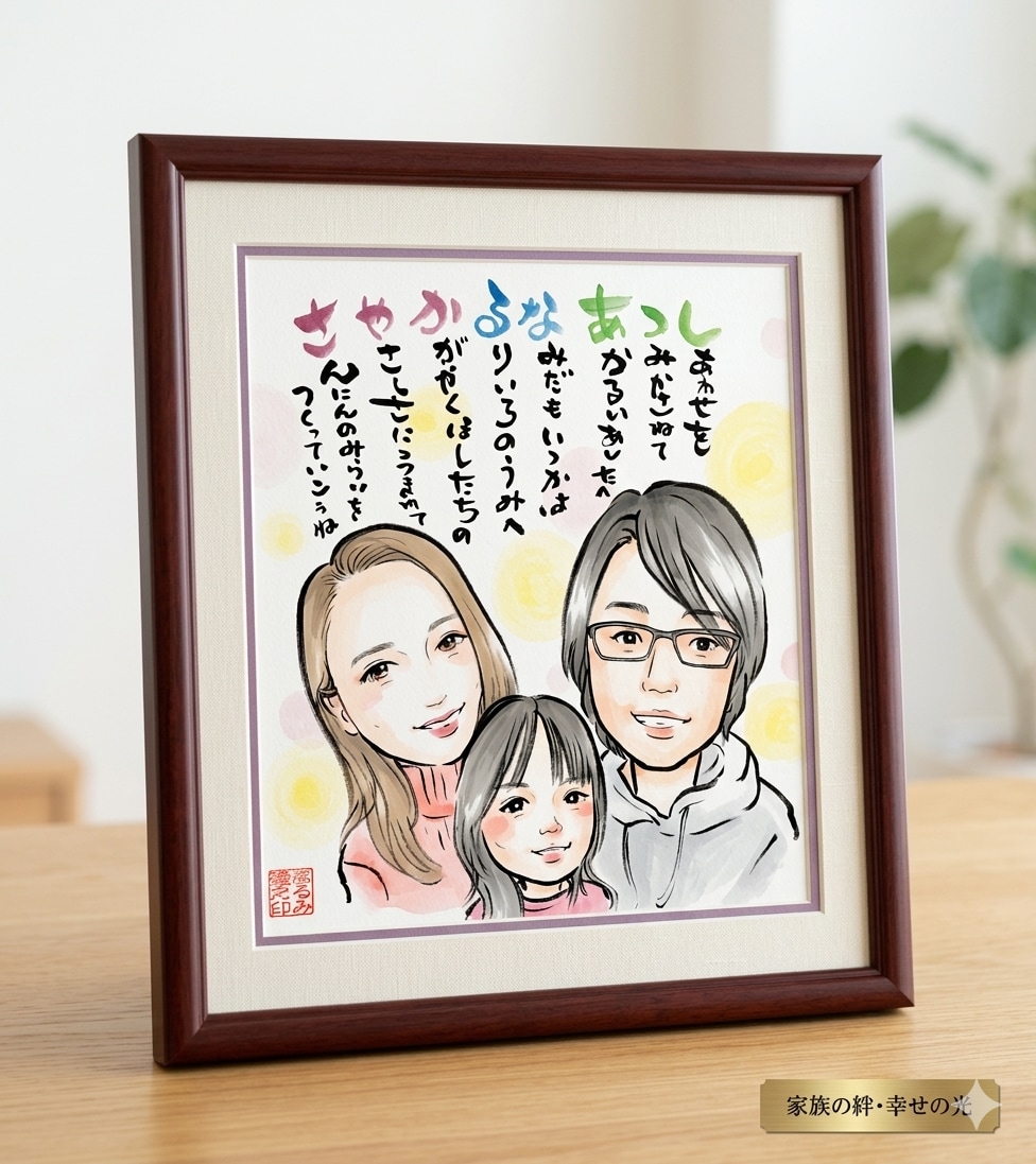 なるみ堂の「メッセージ入り温か似顔絵」描きます 大切な人へ、笑顔を贈る。残したい思いをのせて… イメージ3