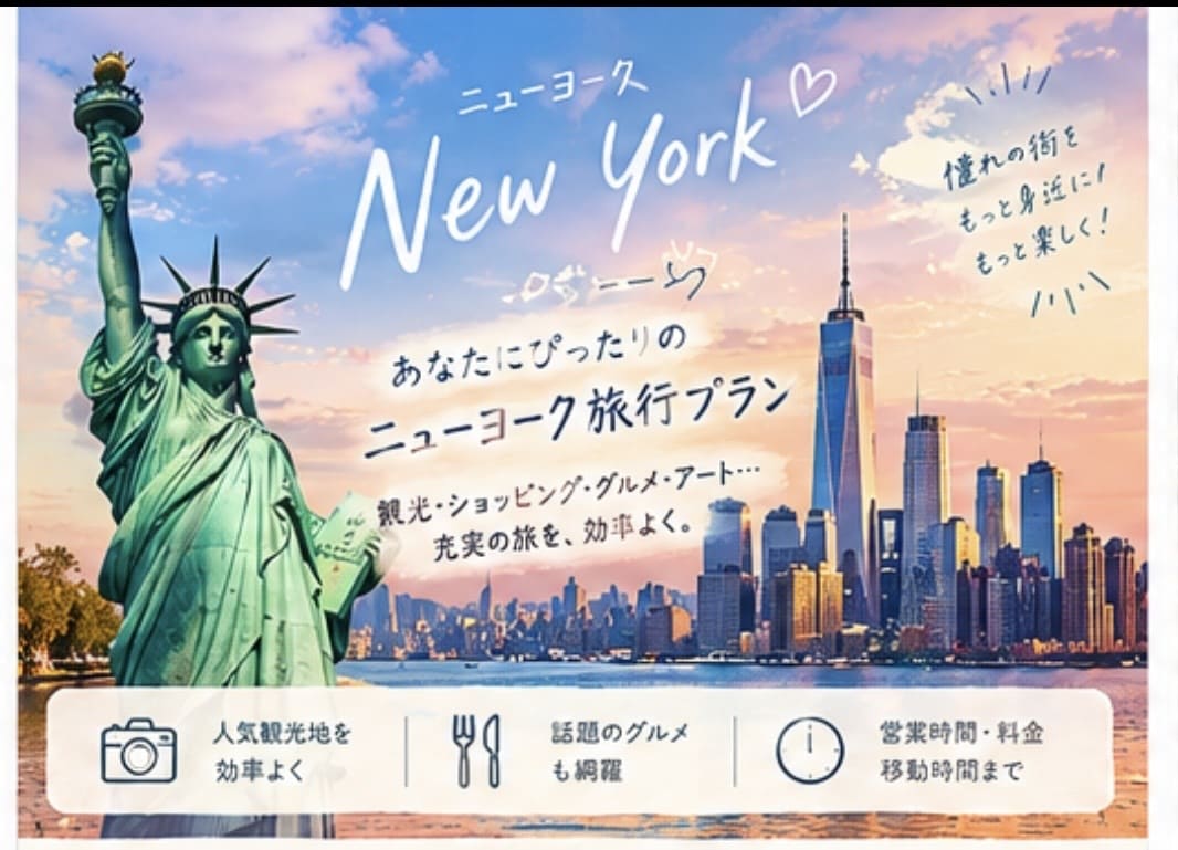 あなたの希望に合わせたNYプランを一緒に考えます 観光・グルメ・営業時間・料金・移動時間まで！ イメージ1