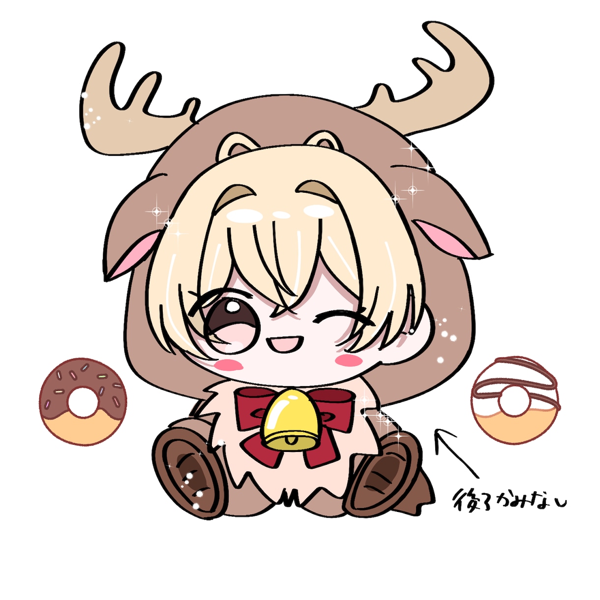 トナカイゆるらふデフォルメキャラを描きます クリスマスゆるきゃらトナカイ単体です イメージ2