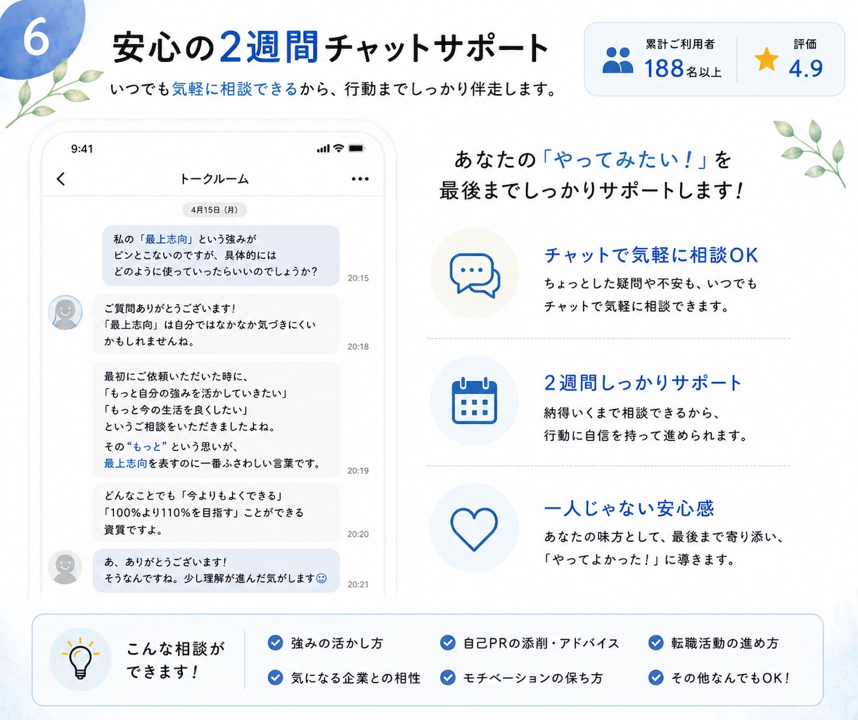 ストレングスファインダー分析&悩み解決します チャットで完結！あなた専用の読み込み資料＆2週間質問し放題！ イメージ6