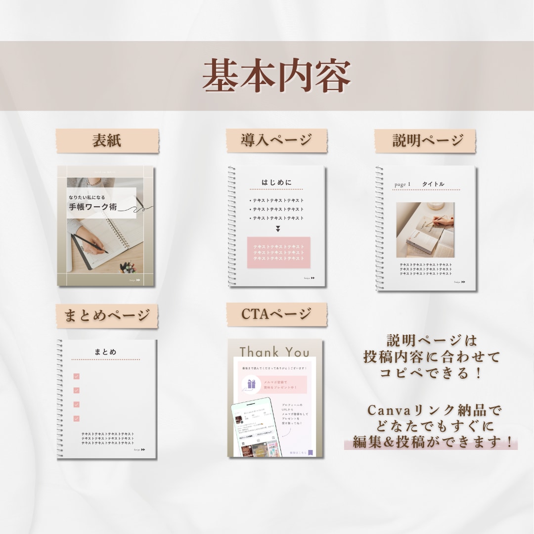Canvaで編集OK！インスタテンプレ5枚作ります コピペで使える！初心者OK・オシャレで見やすい投稿デザイン イメージ2