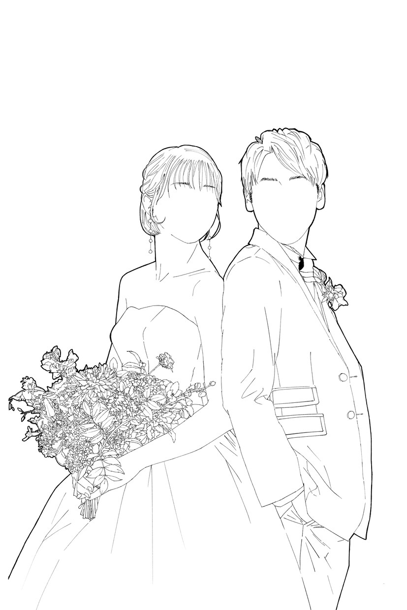 写真を元に線画イラスト化します 目や鼻を省略しリアルではありつつ綺麗めなイラストを作成します イメージ1