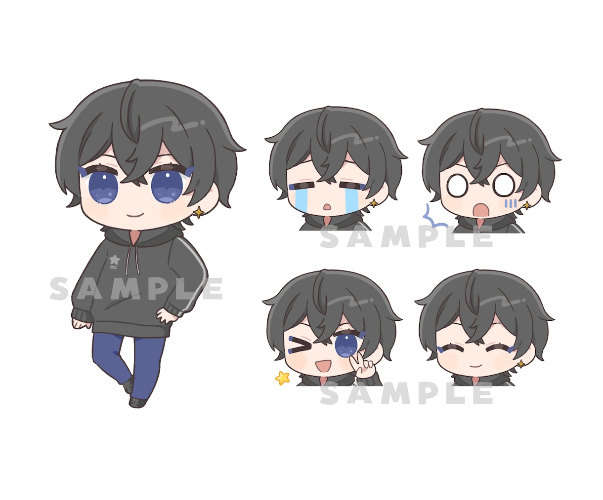 デフォルメイラスト（ミニキャラ）描きます VTuber・配信者様向け！女子・男子・動物など幅広く対応 イメージ5