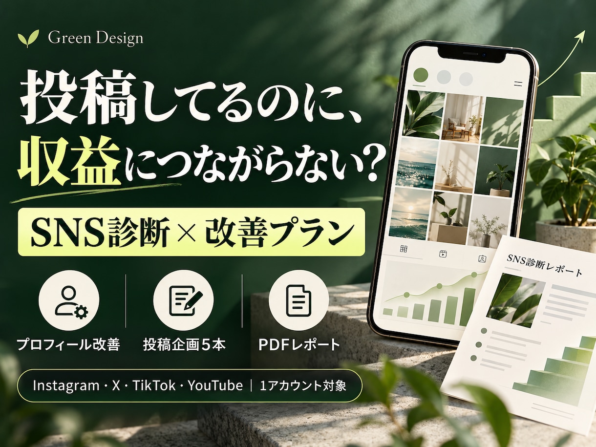 SNSを診断し収益化に向けた改善案をご提案します 投稿・プロフィールを見直し、次にやることを明確に！ イメージ1