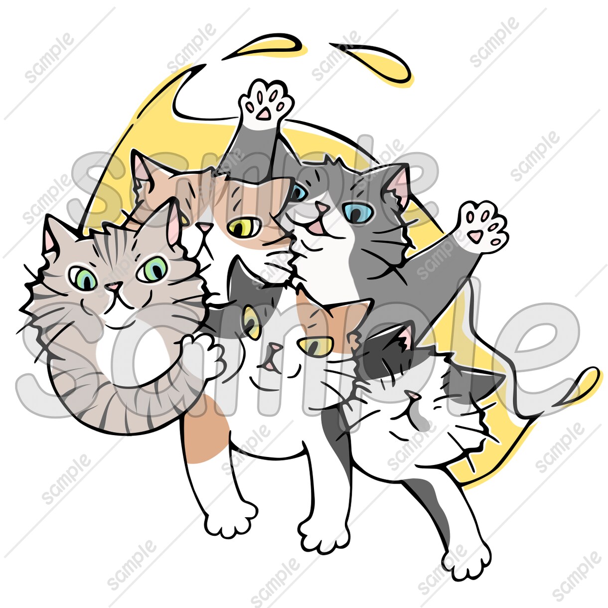 商用利用OK！猫の手書きイラスト販売しています SNS、パンフレットやチラシ、POP、名刺、印刷の素材に★A イメージ2