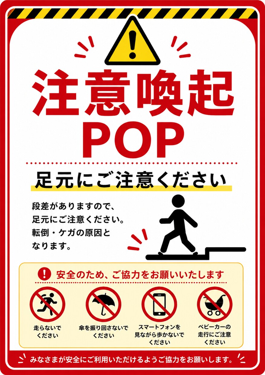 店舗・施設向け案内POP・掲示物を作成します 注意喚起・順路案内など見やすく制作 イメージ2