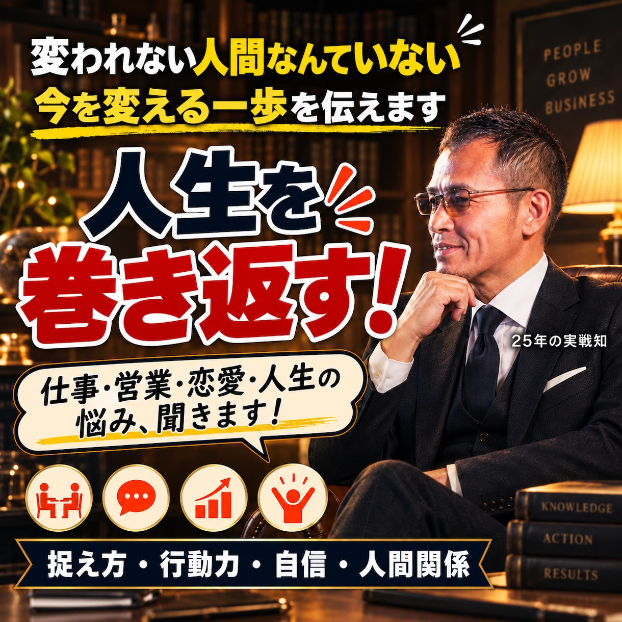 人生を巻き返す！悩み！今を変える一歩お伝えします 経験⇒実績⇒精神論⇒脳科学で描く⇒受止め方⇒捉え方⇒行動変革 イメージ1