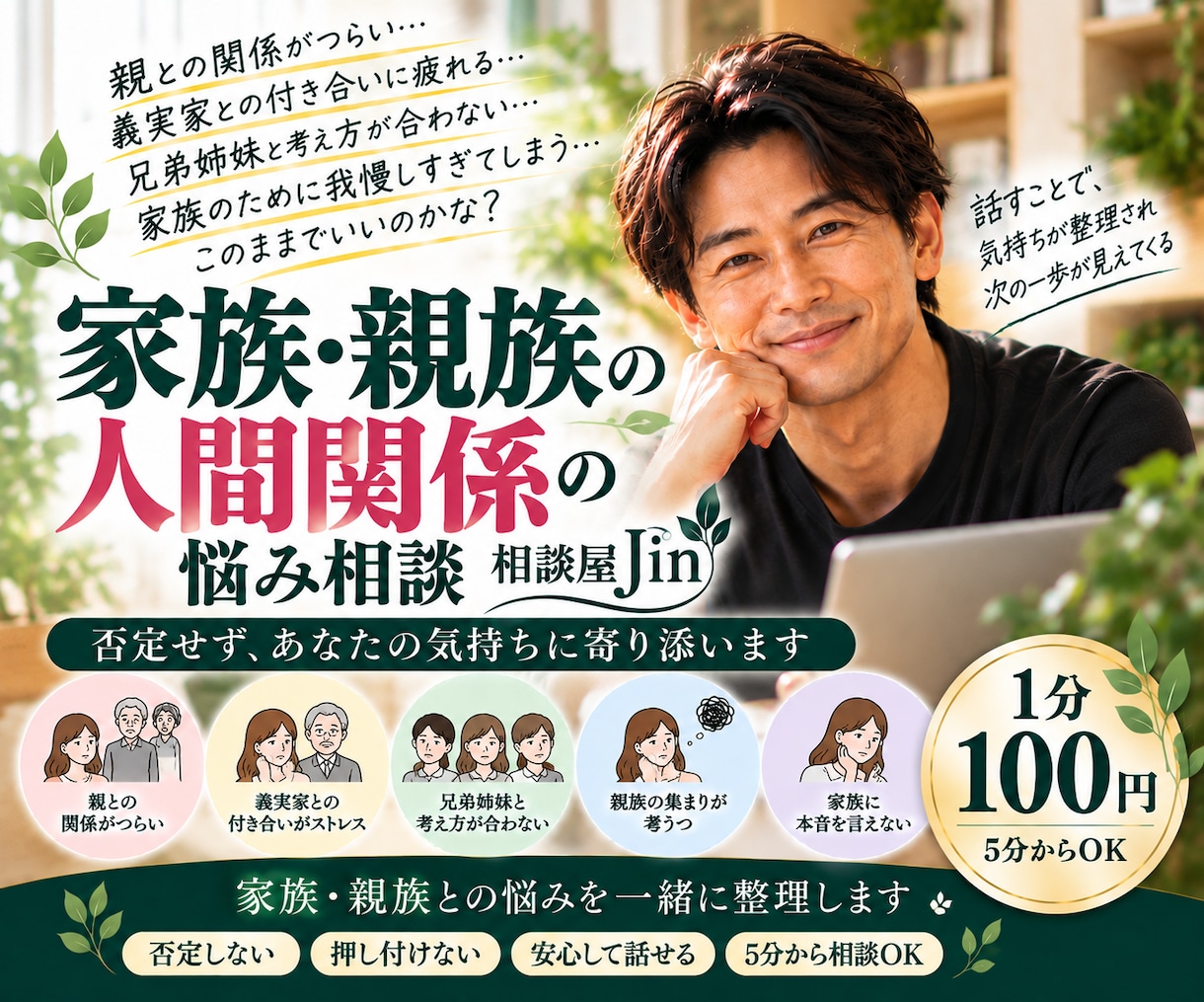 家族や親族との人間関係の悩みを優しくお聞きします 親子・義実家・兄弟姉妹との悩みを否定せず受け止めます イメージ1