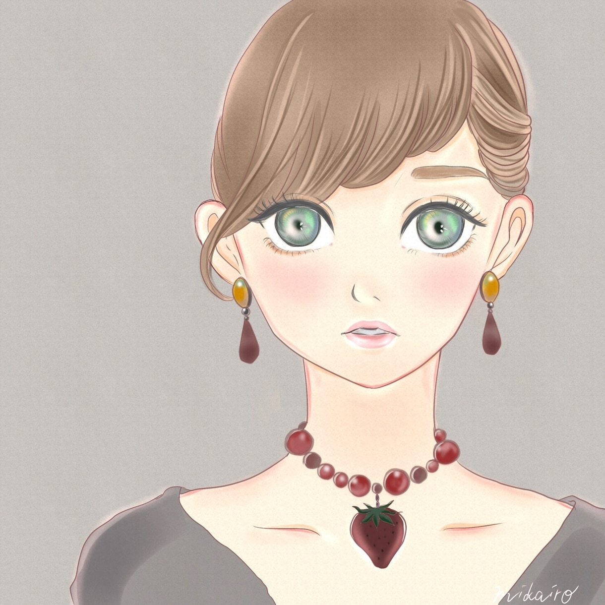 お人形風の女性バストアップイラストお描きいたします ホームページやSNS、ブログなどのワンポイントをお探しの方へ イメージ2