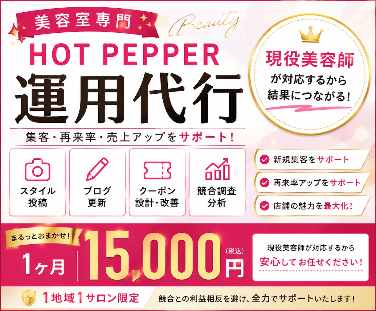 現役美容師が1ヶ月間ホットペッパー運用代行します ブログ・スタイル更新まで丸投げ！集客を現役美容師がサポート イメージ1