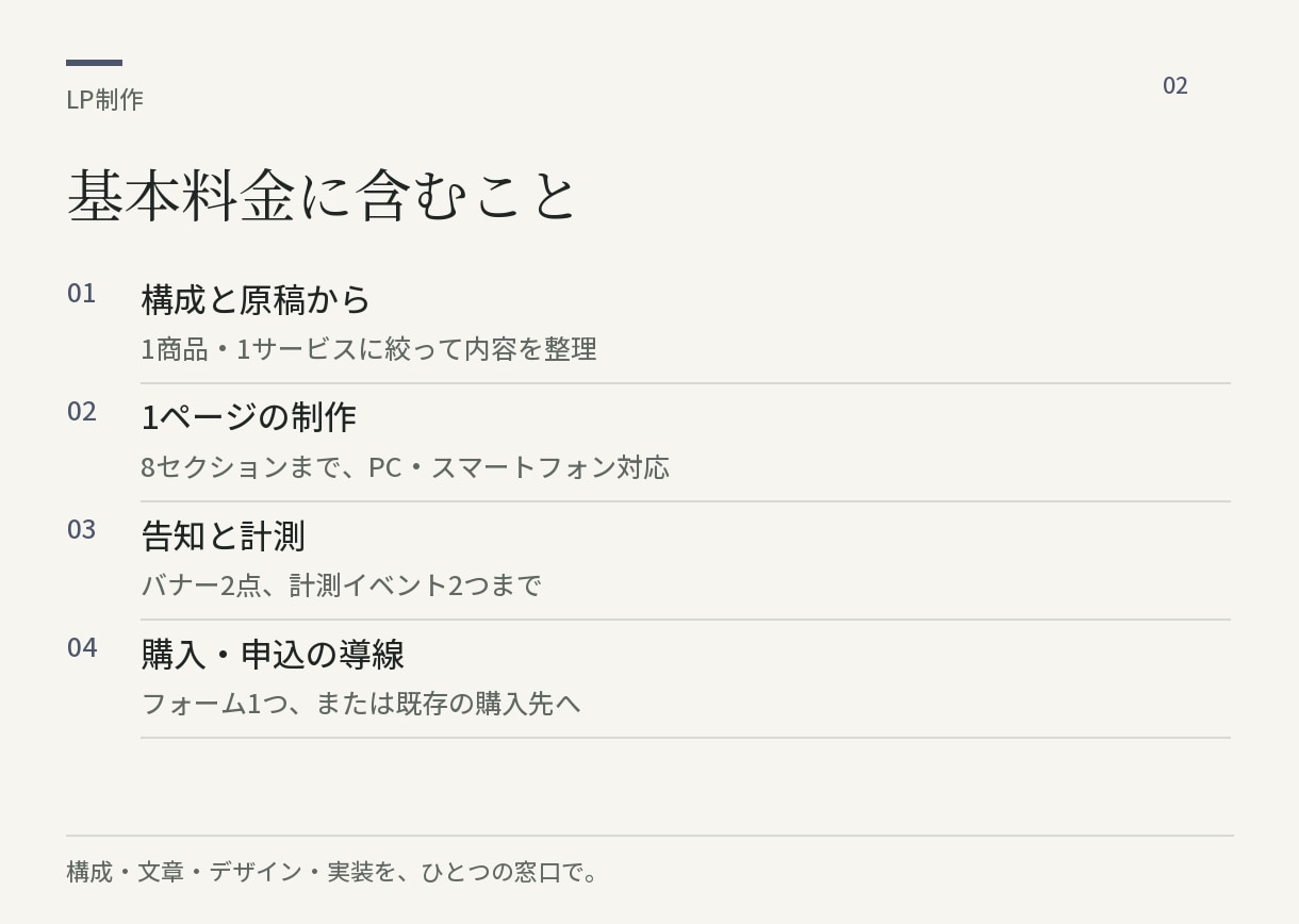 商品の魅力と申込導線を整えるLPを制作します 伝える内容の整理から文章・デザイン・実装まで イメージ2