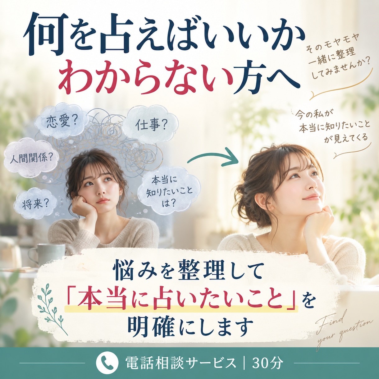 悩みを整理し占いたいことを明確にします 何を占えばいいかわからない方へ イメージ1