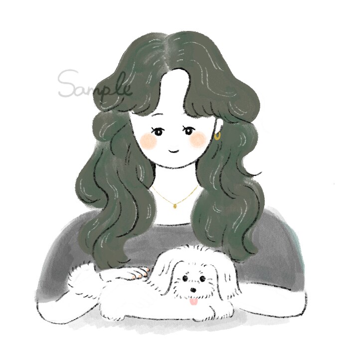 優しい雰囲気の似顔絵イラストかきます お好きなモチーフ•ペットと一緒に イメージ1