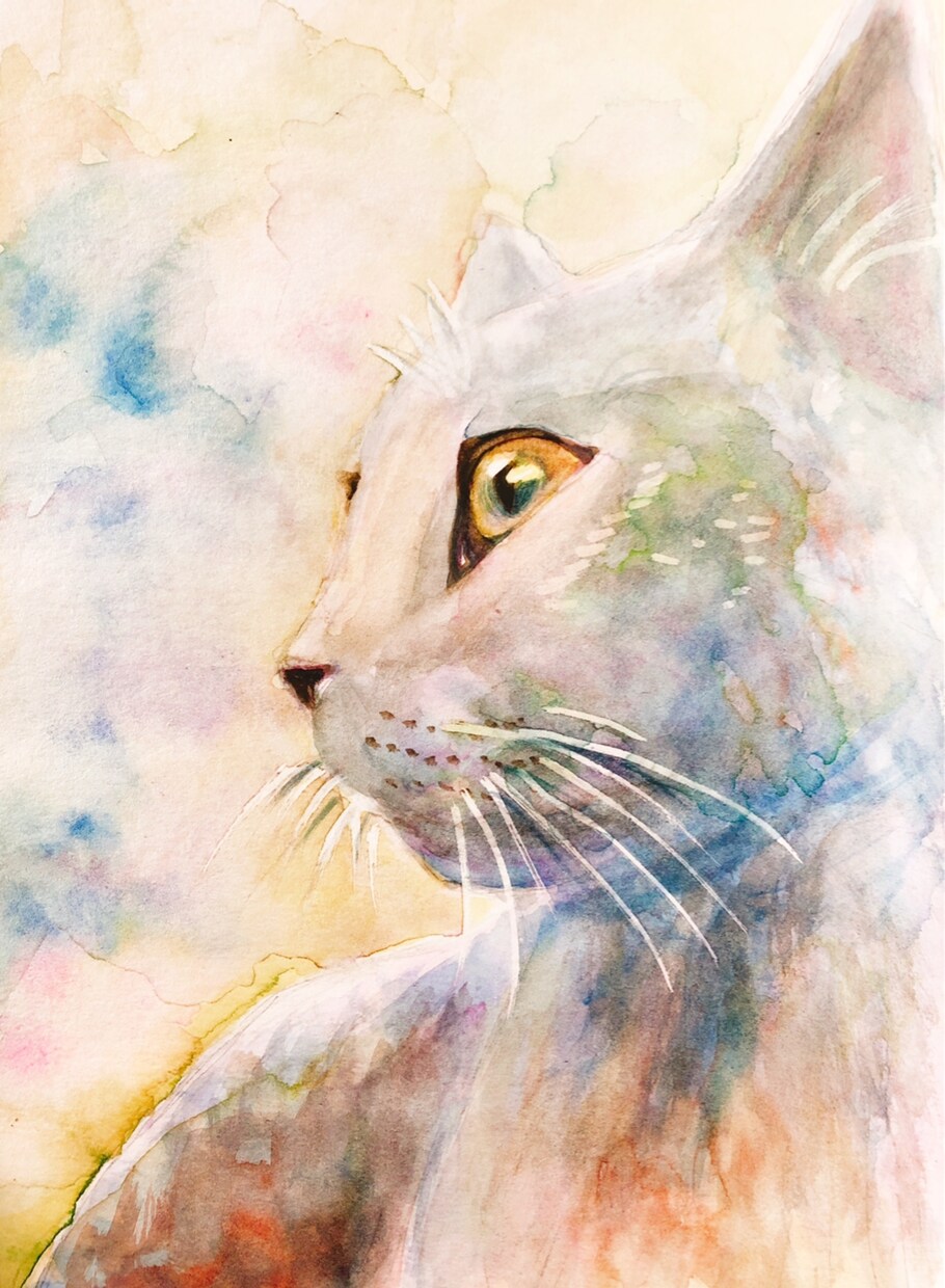 水彩画であなたの大切なペットの似顔絵お描きします 背景や小物描き込みできます！小動物もOK！ イメージ6