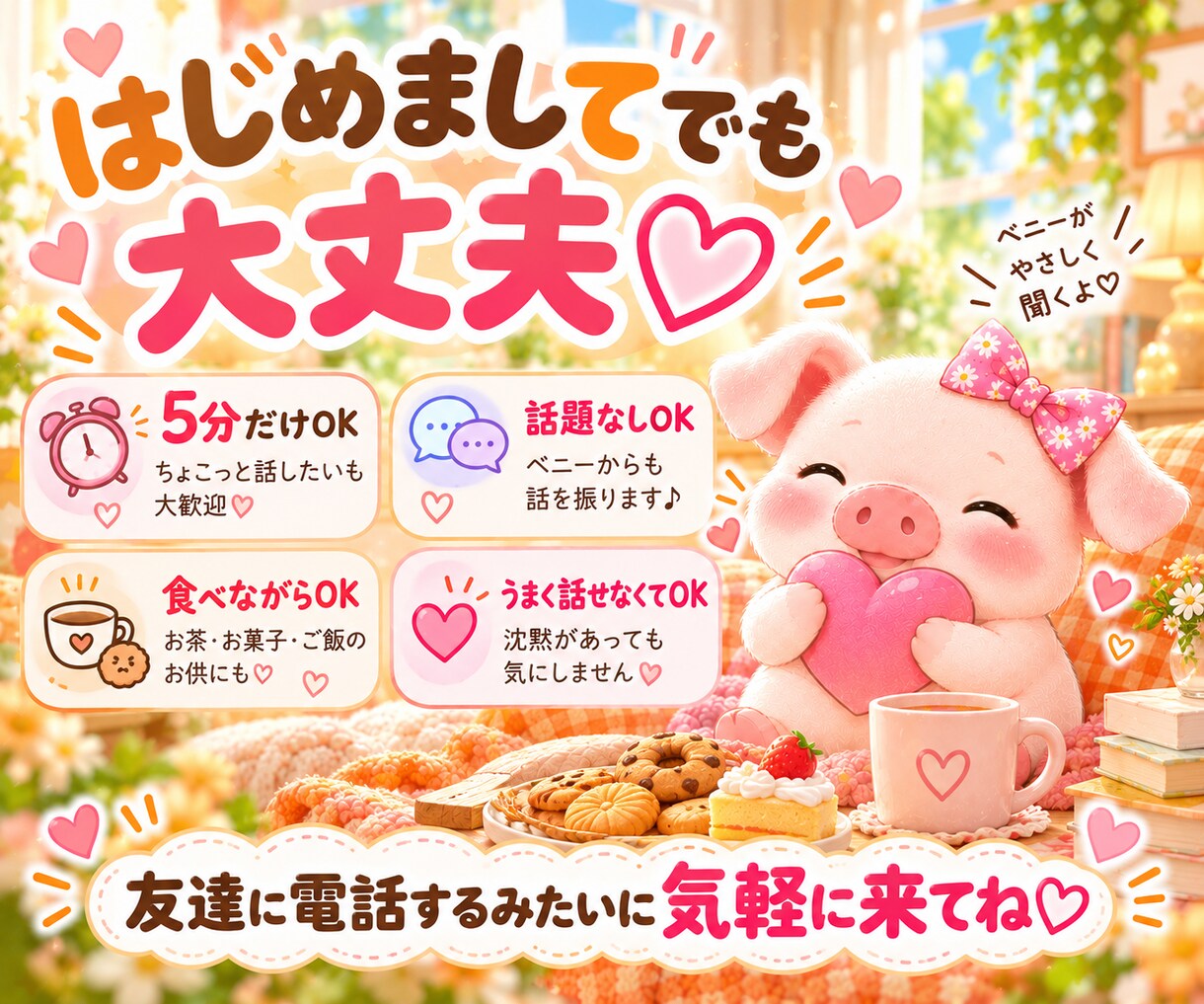 愚痴も雑談も♡友達感覚でなんでも気軽に話します 飲み物片手にちょっと休憩☕5分だけ・暇つぶしも大歓迎♡ イメージ3