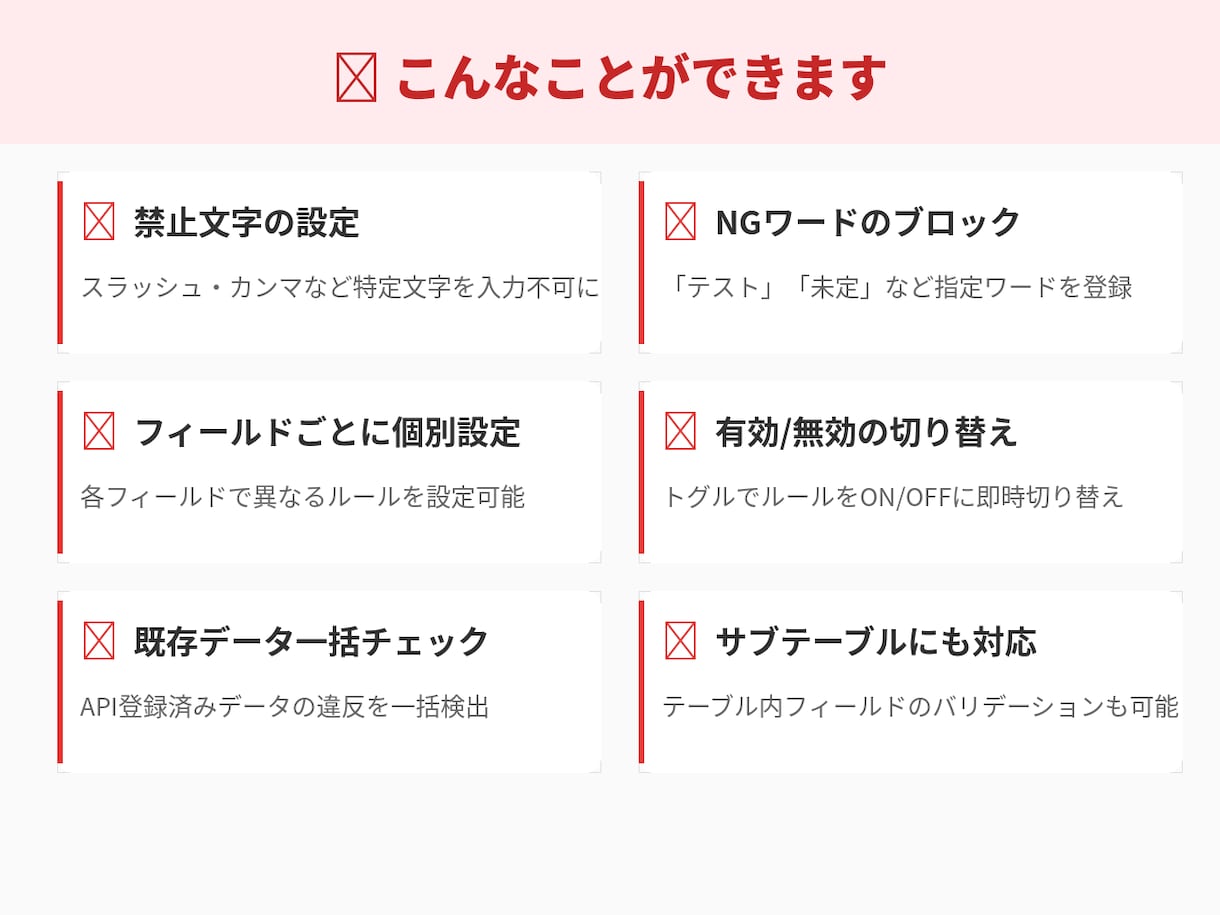 kintone NGワードガードを提供します 入力ミス・表記ゆれをプラグインで自動ブロック イメージ2