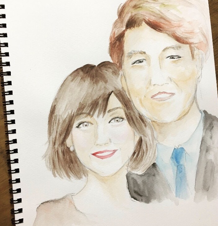 結婚式や歓送迎会に使える！水彩画の似顔絵を描きます ウェルカムボードや色紙、お祝いの場で使えます！ イメージ2