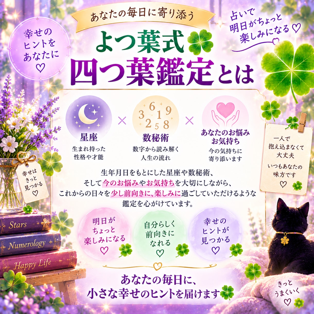 あなたの１か月を幸せにナビします よつ葉式・四つ葉鑑定で31日間優しく寄り添います。 イメージ2