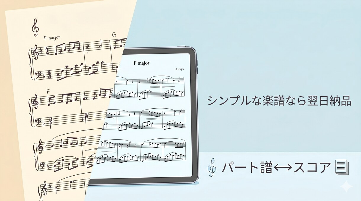 手書き・画像・動画内の楽譜をデジタル譜にします 最短翌日納品・サンプル音源対応可能 イメージ1