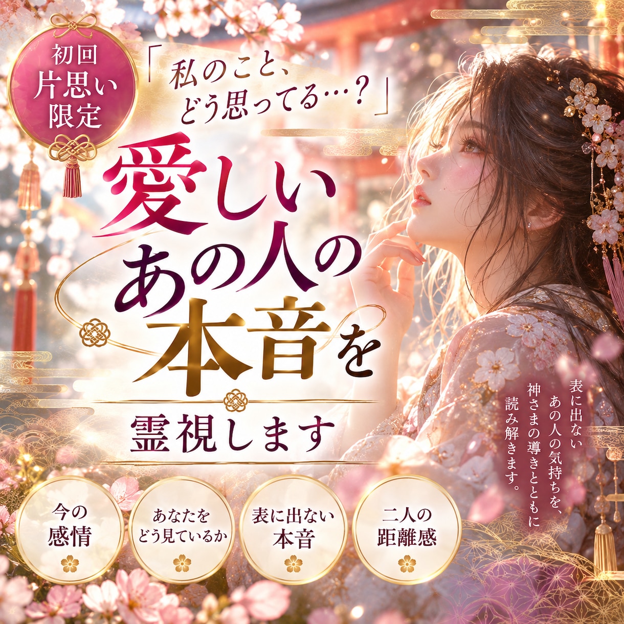 初回・片思い限定！愛しいあの人の本音を霊視します 「私のこと、どう思ってる？」あの人の心を読み解きます イメージ1