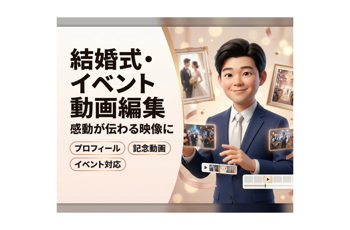 プロの構成力で感動！結婚式やイベント動画を作ります オープニングからプロフィール動画まで、記憶に残る映像を イメージ1