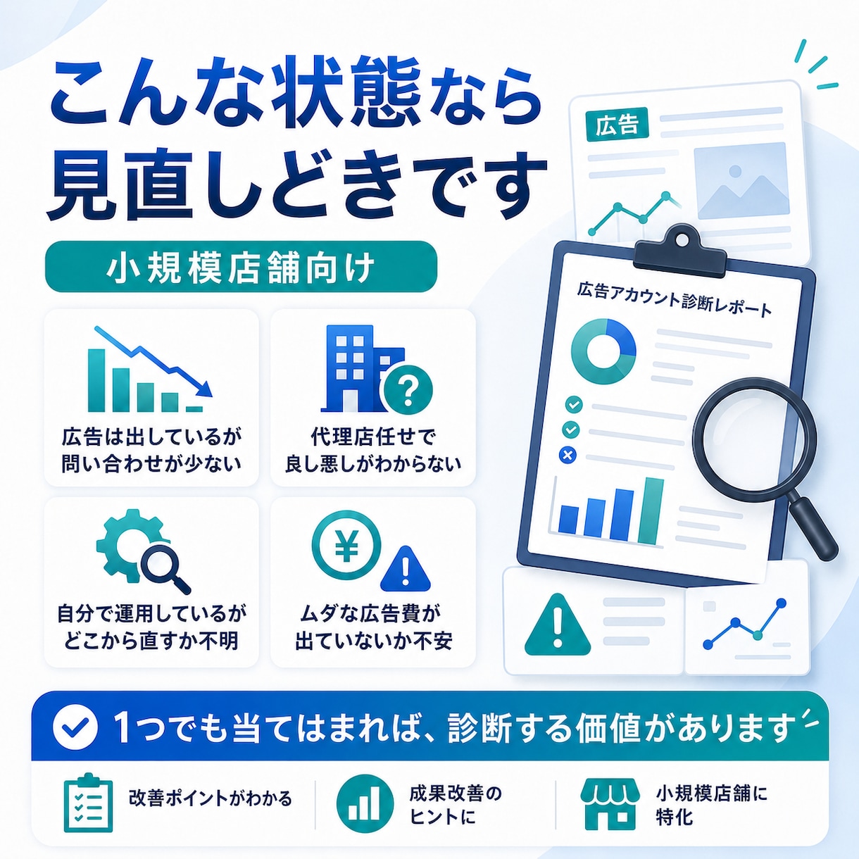 小規模店舗のGoogle広告を健康診断します Zoom不要。直す順番がわかる改善資料を納品。 イメージ2