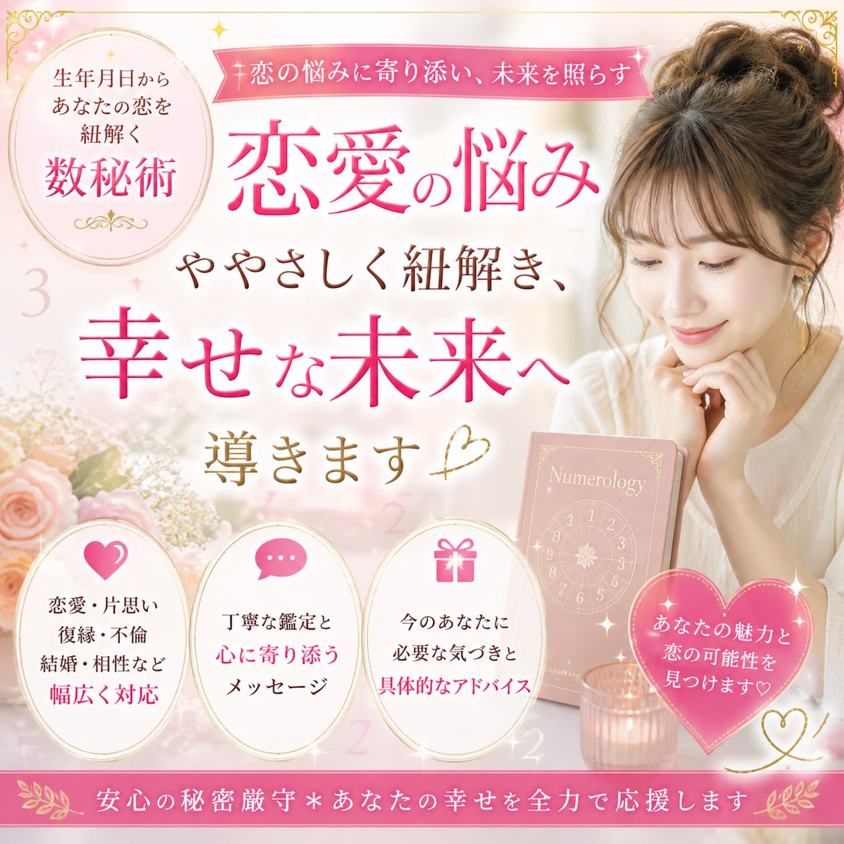 本気で愛されたい女性だけに、恋愛の本質を伝えます 「なぜうまくいかないか」数字が教えてくれます イメージ1