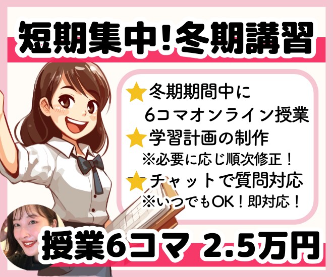 高校生の冬期講習！プロ講師が楽しく勉強を教えます オンライン授業6コマ＋学習計画の作成＋チャットで質問対応◎ イメージ1