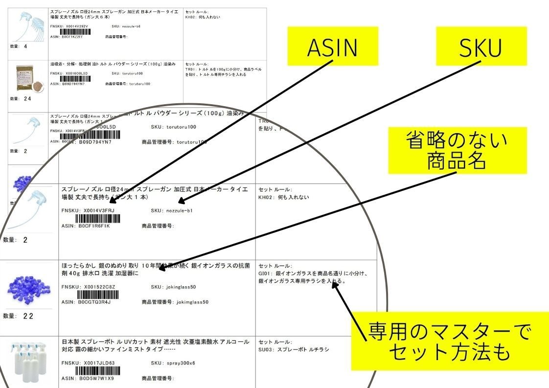 Amazonの新画面でのFBA納品の効率化ます FBA用のピンキングリスト、ラベルの印刷 イメージ3