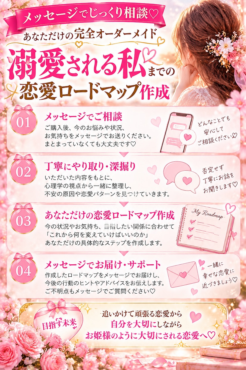 30代から溺愛される恋愛へ導きます 「不安・自己犠牲を手放しお姫様扱いされる私へ♡」 イメージ7