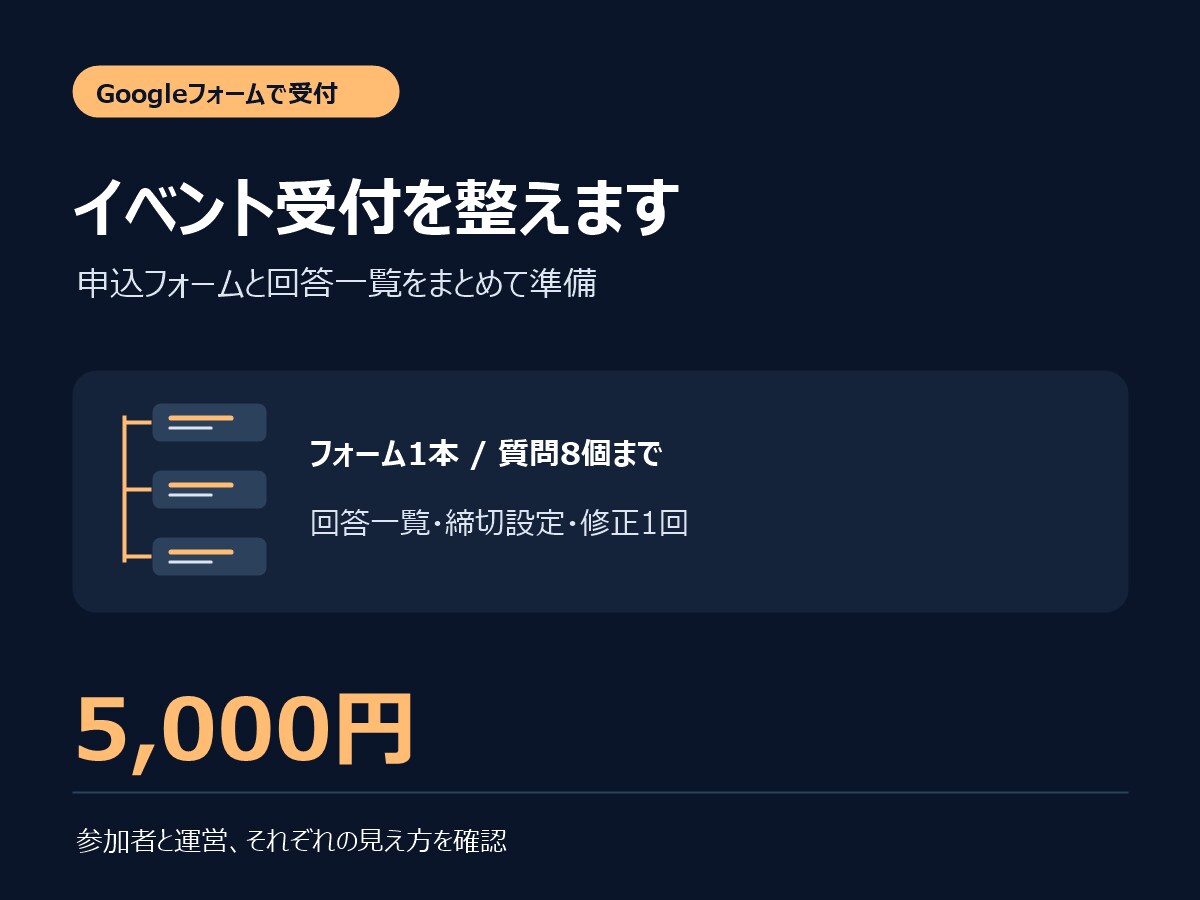 イベントの申込フォームを整えます 申込から名簿確認まで小さなイベントの受付を準備 イメージ1