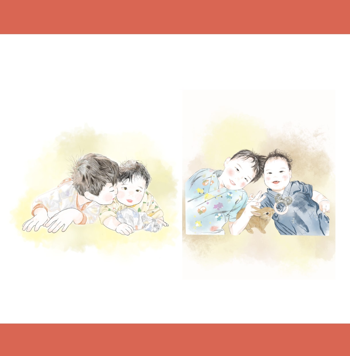 ほんのり優しいカラーで思い出を彩るイラスト描きます 【今だけ価格】記念日・家族写真・カップル・アイコン等 イメージ7