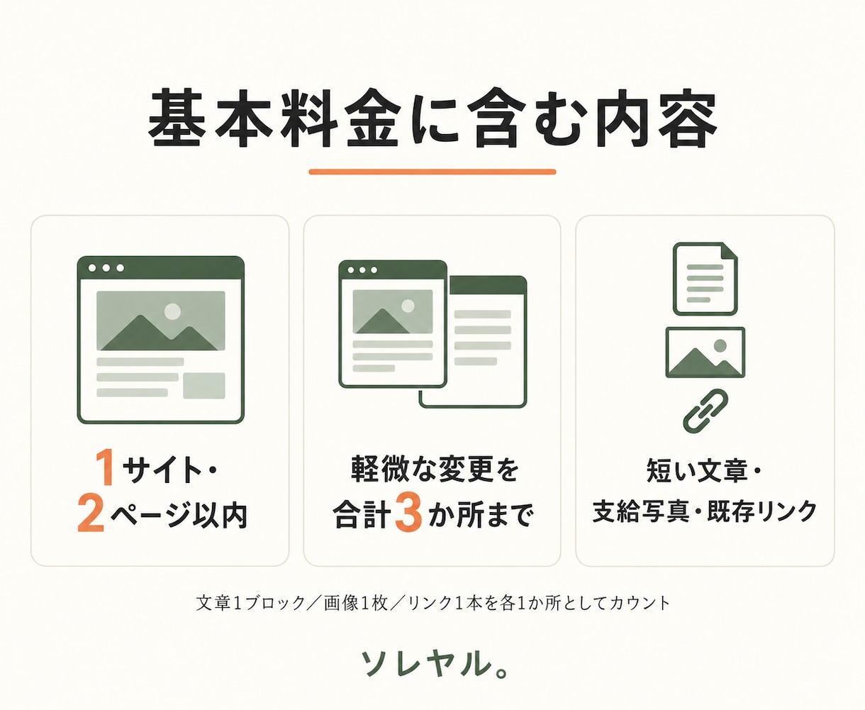 ホームページの文字・写真・料金を修正します 古い情報を、必要なところだけ。軽微な変更3か所まで イメージ2